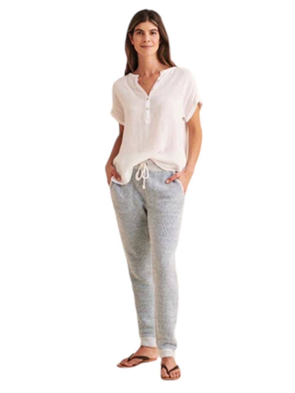 Faherty Whitewater Drawstring High Rise Jogger Textured Sweatpants Size Small